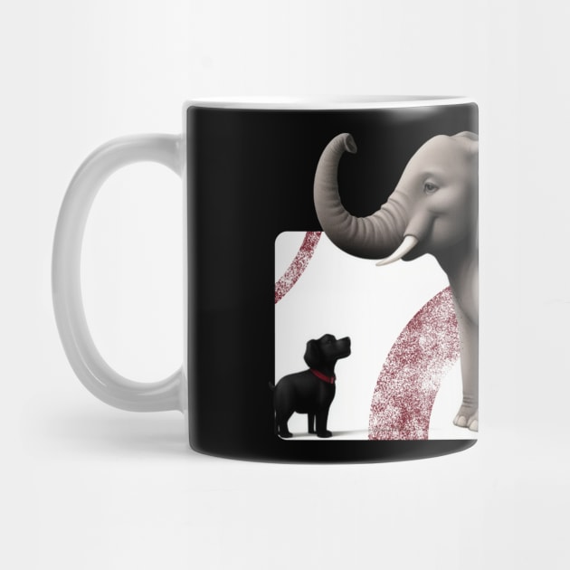 Whimsical Elephant and Black Dog Funny Conversation by Rishirt